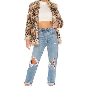 Majorelle faux fur leopard coat